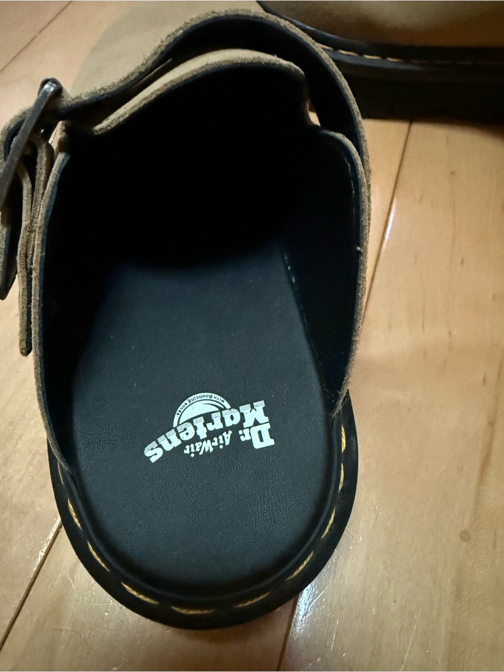 Dr Doc Martens Zebzag Tan Suede Mules Free People Clogs Slip On Shoes Sz 7 38 - Picture 6 of 9